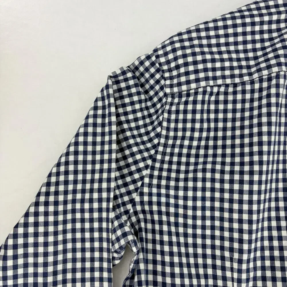 Banana Republic Navy Gingham Check Slim Fit Button Down Shirt Men's L